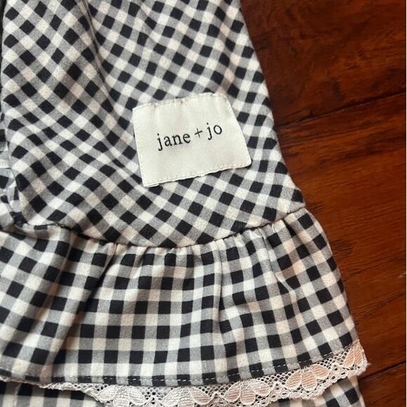 Jane + Jo dress 3T House Dress Black Gingham Super Soft Tie Shoulders Hem READ - Picture 4 of 8